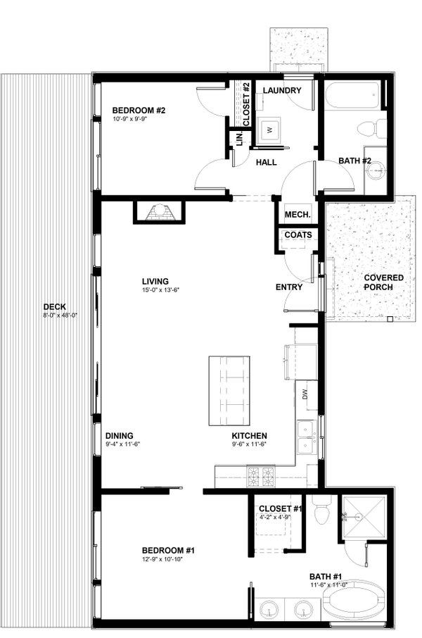 the floor plan for a two bedroom apartment with an attached bathroom and living room area