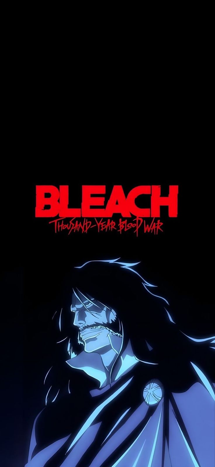 the poster for bleach shows an evil man with long black hair and red eyes