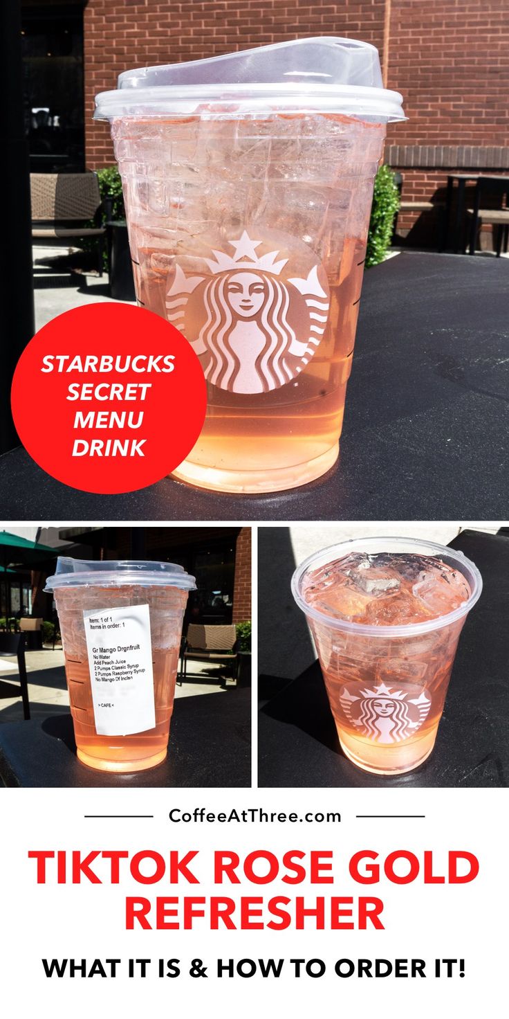 the starbucks cup has been placed on top of a table with text that reads starbucks secret drink, tiktok rose gold refresher what is & how to order it?