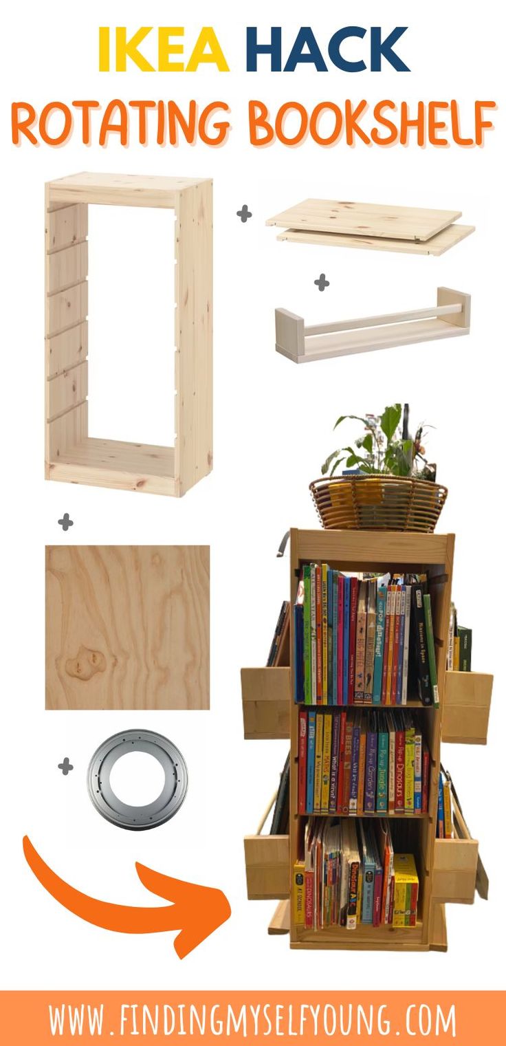 the ikea hack rotating bookshelf is an easy diy project