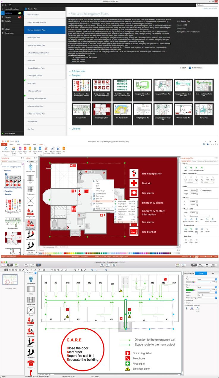 the floor plan for an office building with red and white colors, including two floors