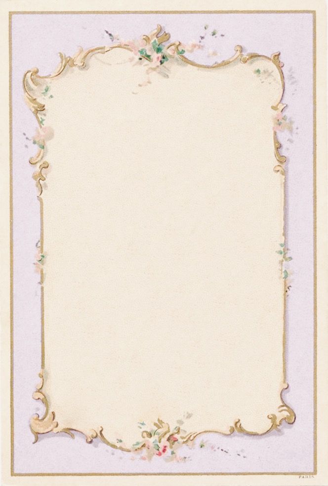 an ornate frame with flowers and leaves on the edges is shown in pastel colors