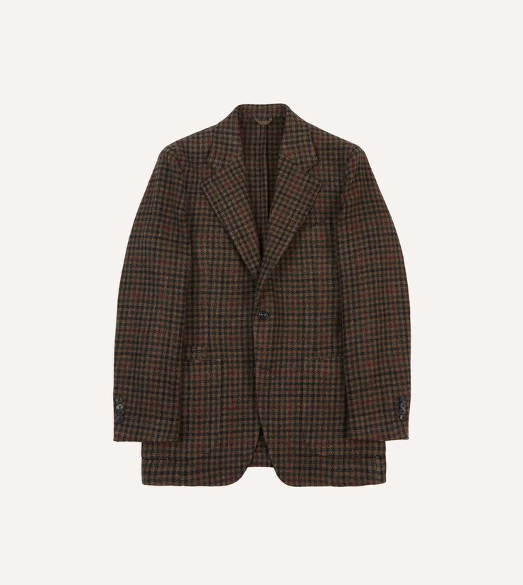 Green Gun Club Check Tweed Blazer Luxury Plaid Tweed Jacket With Welt Pockets, Luxury Brown Tweed Jacket With Long Sleeves, Luxury Brown Tweed Jacket With Notch Lapel, Luxury Wool Brown Blazer, Formal Plaid Tweed Sport Coat, Luxury Brown Tweed Blazer, Luxury Tailored Brown Sport Coat, Luxury Plaid Tweed Jacket Single Breasted, Luxury Plaid Single Breasted Tweed Jacket