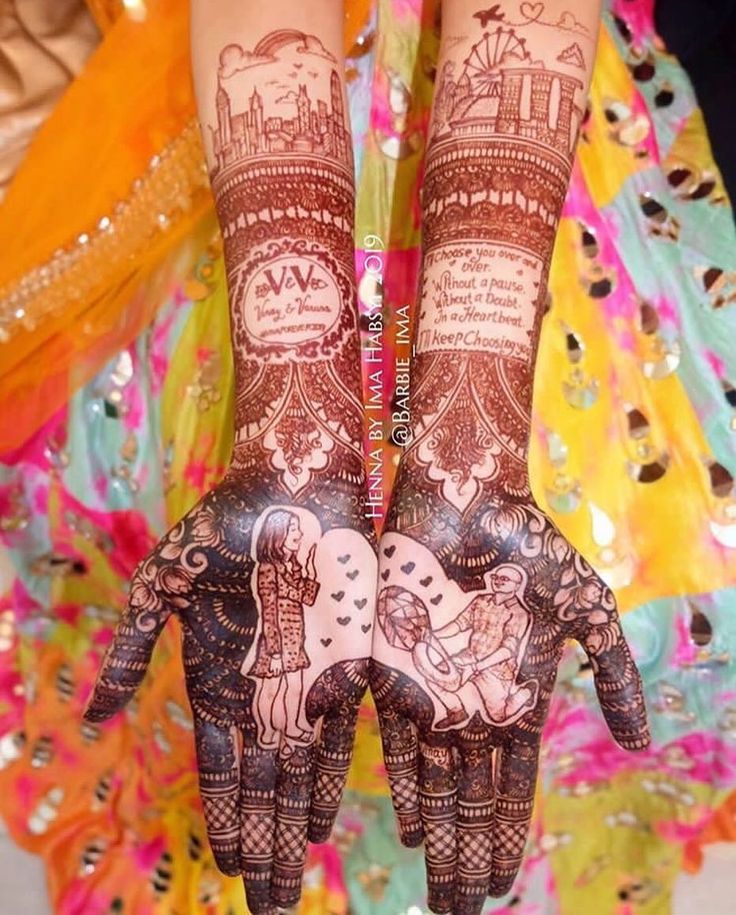 two hands with henna designs on them