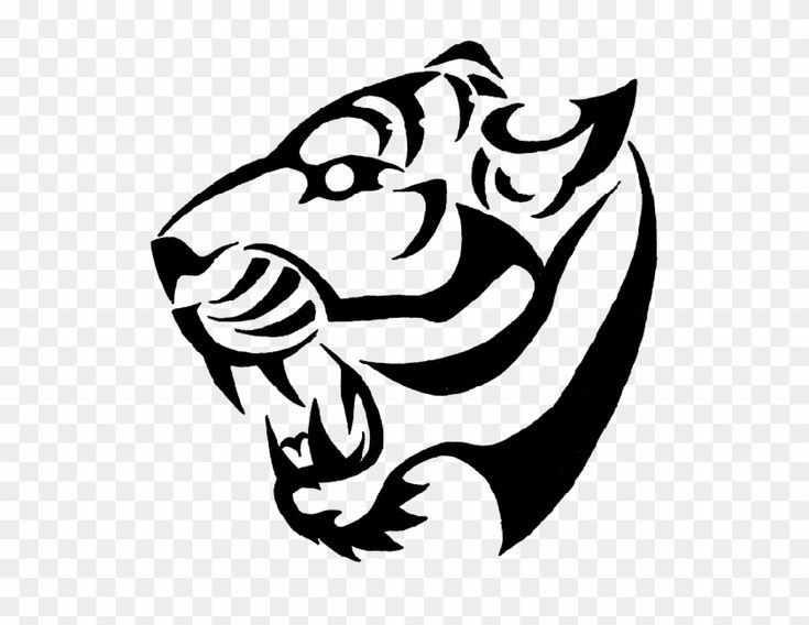 a black and white image of a tiger's head on a transparent background png