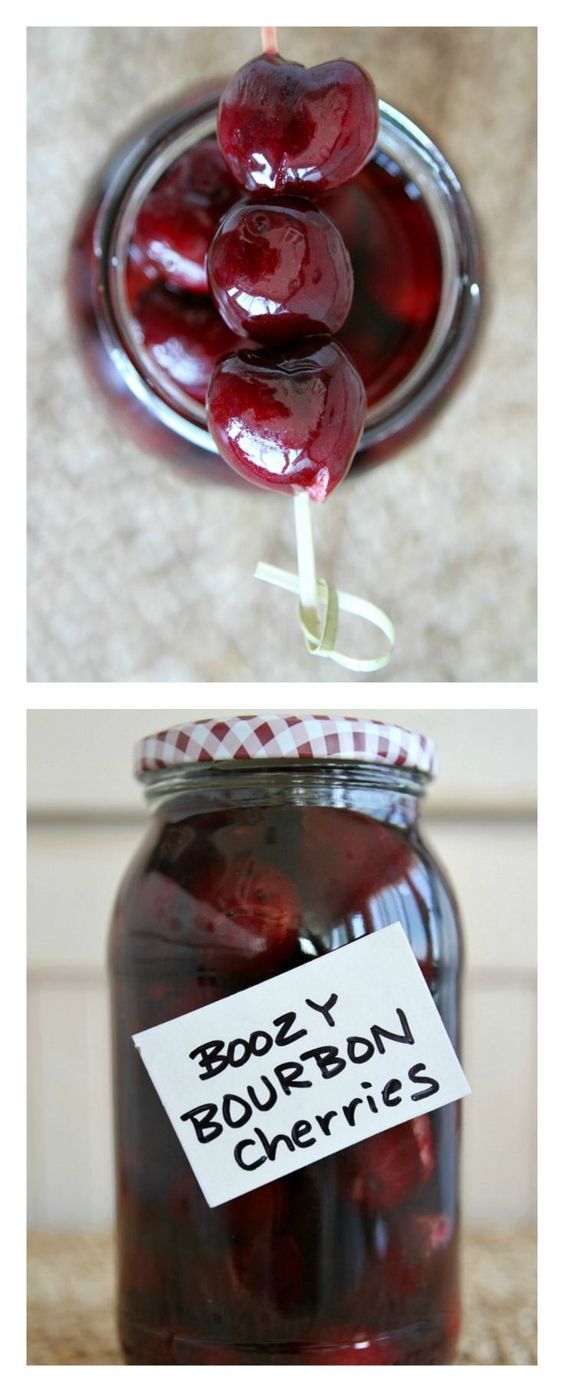 two jars filled with cherries sitting next to each other