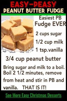 a recipe for peanut butter fudge is shown in this advertise with information about how to use it