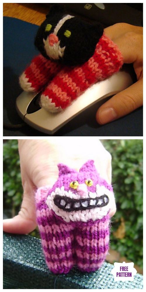 there are two pictures one has a knitted cupcake and the other has a crocheted cat