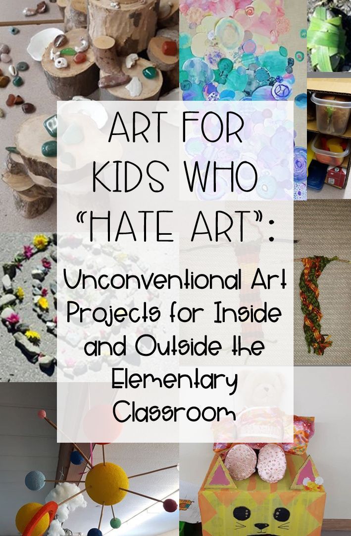 Art for Kids Who Hate Art: All kinds of unconventional art projects for elementary students that will get you buy-in from the most reluctant students. #artseducation #outdooreducation #artclass Art For 3rd Grade Students, Art Club Elementary Ideas, Homeschool Art Projects Middle School, Elemtary Art Lessons, Art Teacher Hacks, Art For 5th Grade, Art Projects Elementary School, One Day Art Lessons Elementary Fun Activities, One Day Art Lessons Elementary