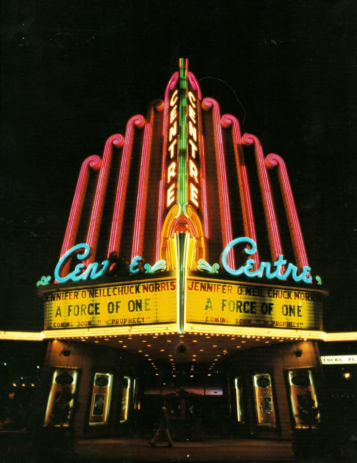 the marquee for can be seen at night