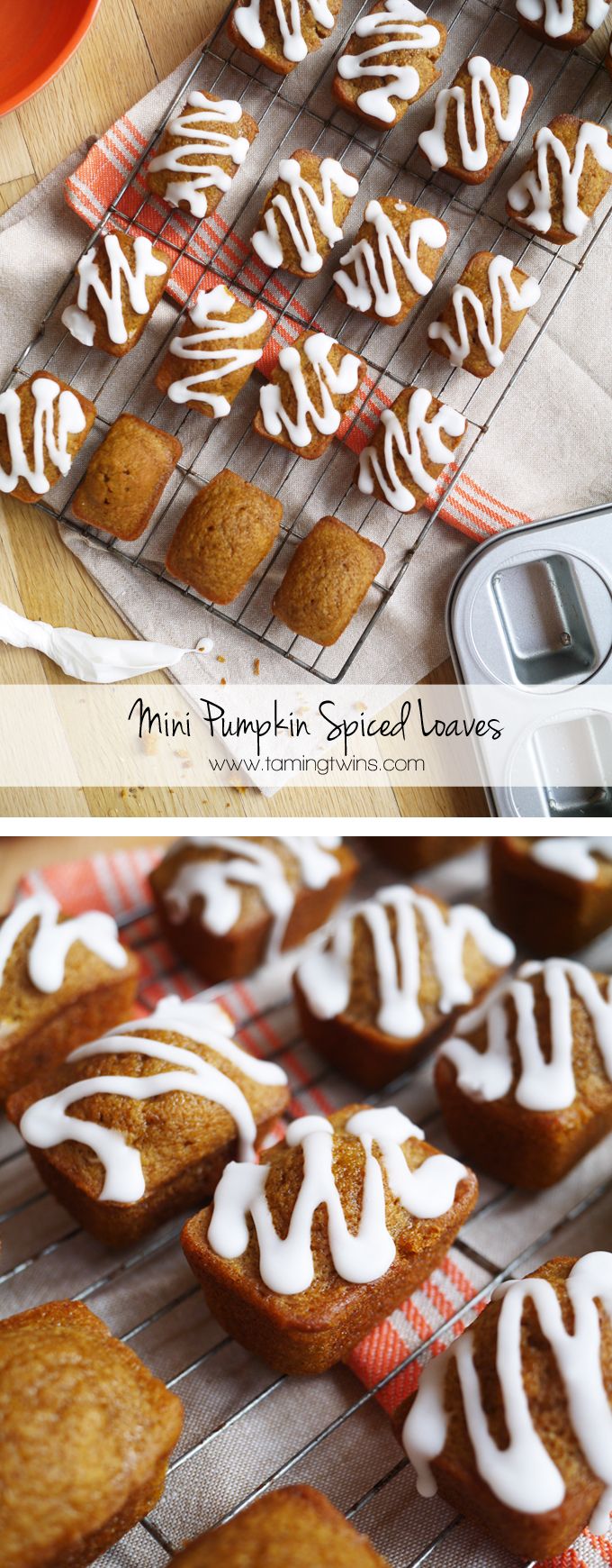 mini pumpkin spiced desserts are cooling on a rack