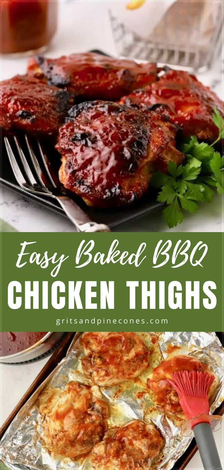 easy baked bbq chicken thighs are the perfect side dish for any barbecue grill or party