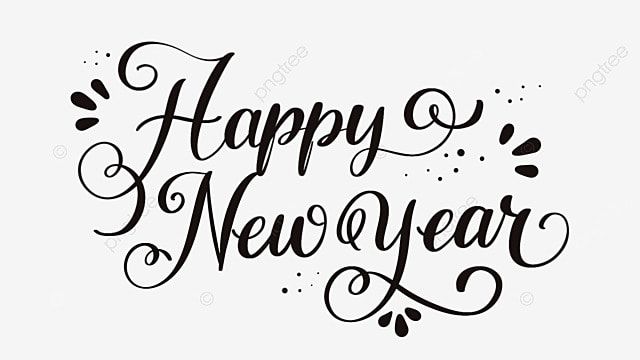 the words happy new year written in cursive writing on a white background with black ink