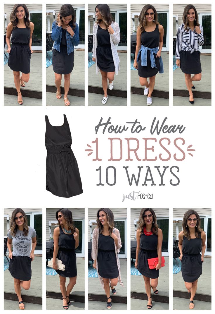 How to Wear and style 1 Black Dress 10 Different Ways - Every wardrobe needs a favorite little black dress and this one is perfect to dress up or down! It is a great item for spring or summer and for a capsule wardrobe. Such an affordable black dress too! How To Wear 1 Dress 10 Ways, 1 Item Multiple Outfits, Black Dress Multiple Ways, Multiple Ways To Wear Outfits, 1 Dress 10 Ways, One Dress Different Ways, Same Dress Different Ways Outfits, Spring Black Dress Outfit, Black Dress Capsule Wardrobe