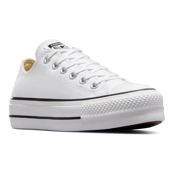 Converse Platform Sneakers With Round Toe, Converse White Platform Sneakers, White Converse Platform Sneakers, White Converse Platform, White Platform Converse, Women's Platform Shoes, Converse 70, Converse Platform, Chuck Taylor All Star Lift