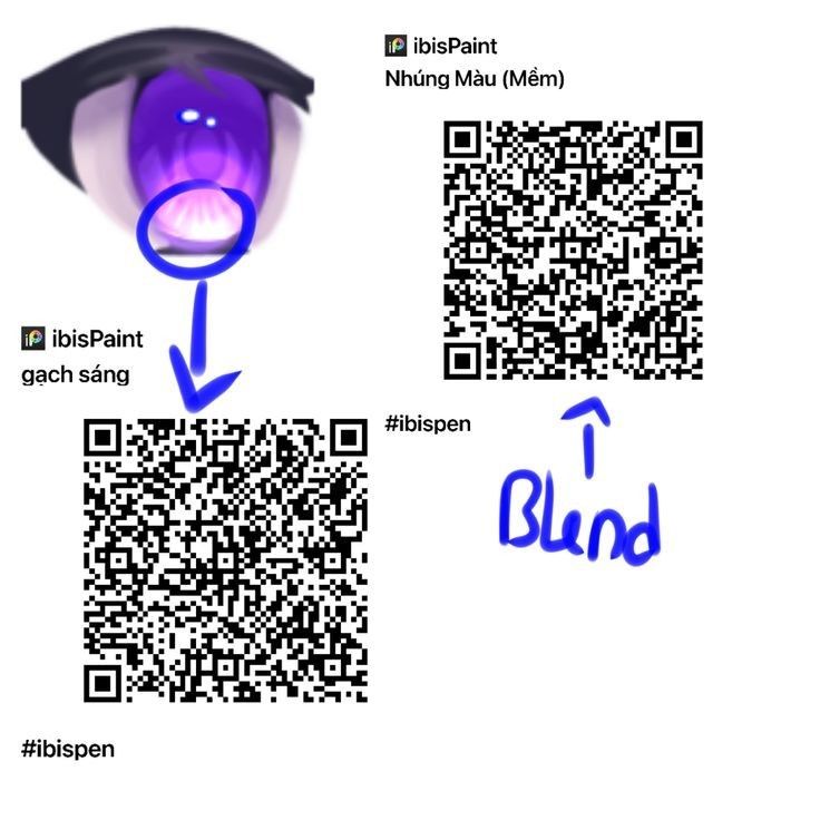 a qr - code with an image of a purple eye and the words blind on it