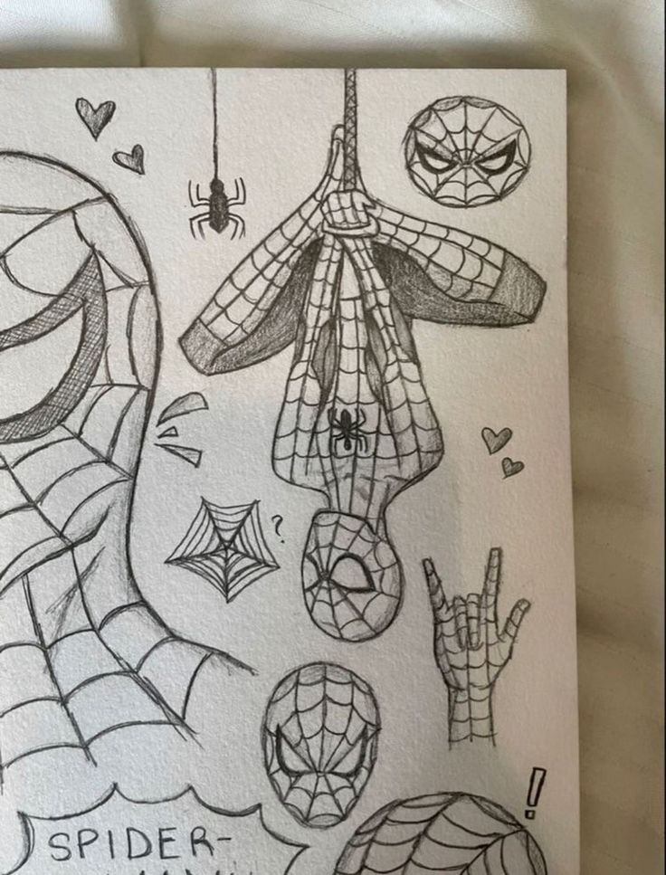 a drawing of spider man and his webman friends