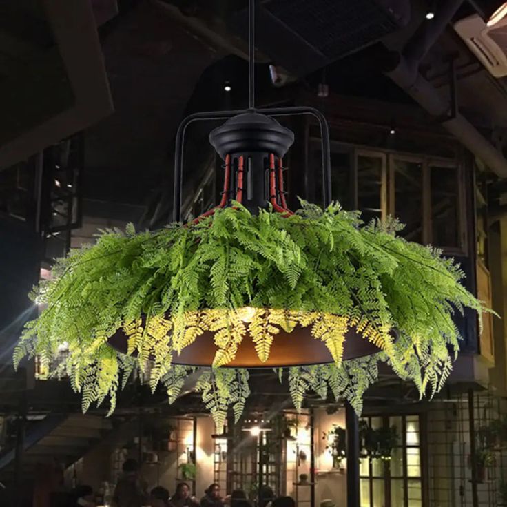 Barn Metal Plant Suspension Pendant Antique 18’/21.5’ W Led Ceiling Light - Black’ Note: The Mossy Decor, Dream Spa, Antique Ceiling Lights, Cheap Artificial Plants, Chandelier Ideas, Conservatory Garden, Honey Shop, Forest Core, Outdoor Chandelier