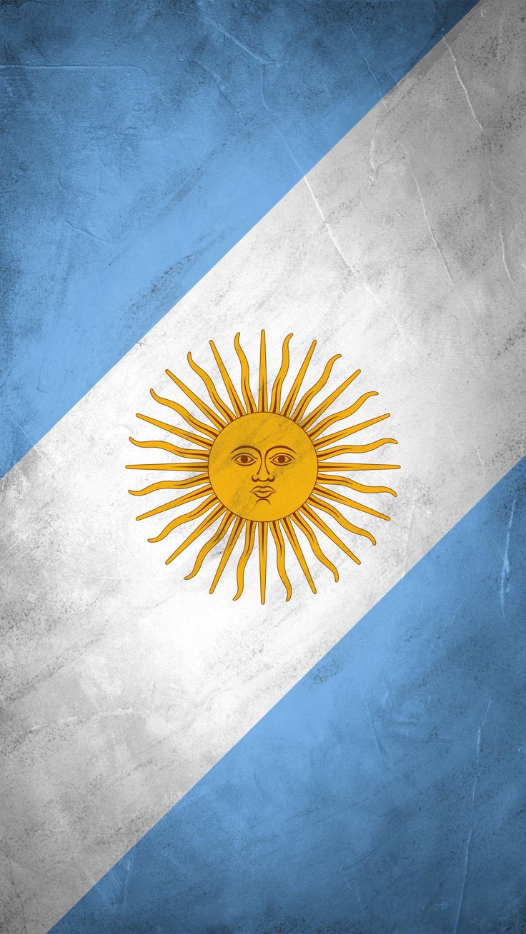 the flag of argentina is painted on an old, grungy concrete wall with faded edges