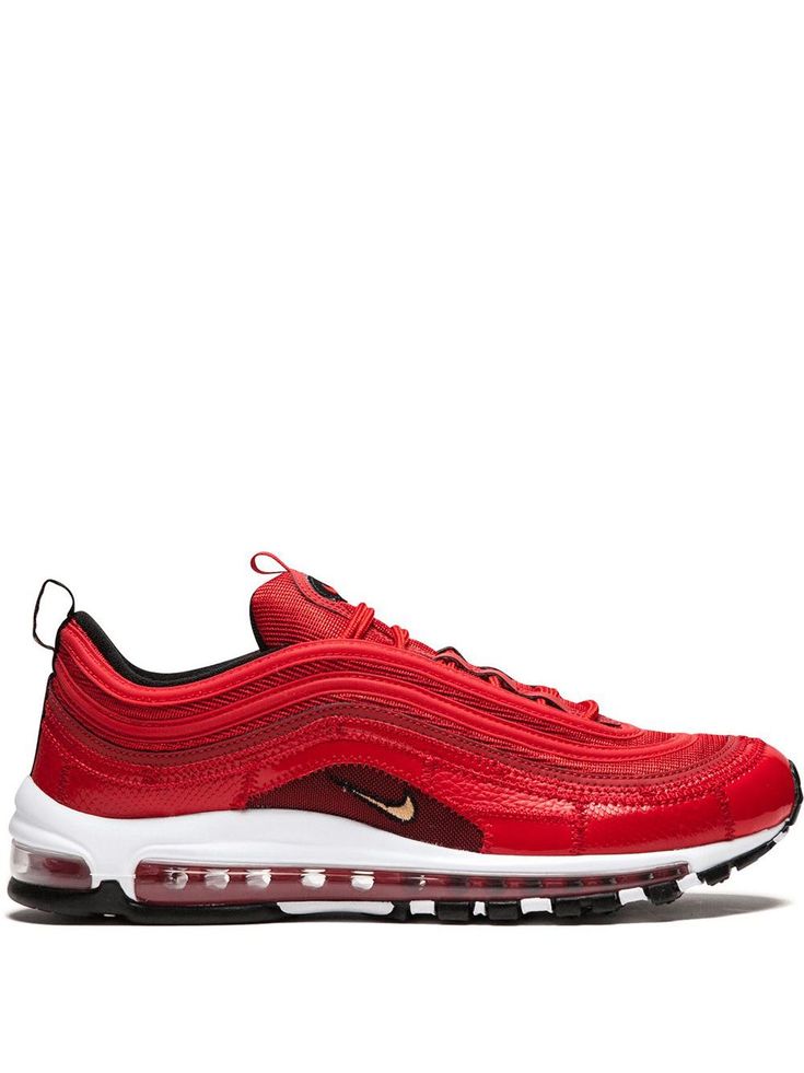 Supplied by a premier sneaker marketplace dealing with unworn, already sold out, in demand rarities. Each product is rigorously inspected by experienced experts guaranteeing authenticity. After releasing a metallic gold version in 2017, Nike and soccer superstar Cristiano Ronaldo brought the “Patchwork” concept to a red colorway of the Air Max 97 in 2018. The stitched upper was inspired by Ronaldo’s humble upbringing. As a child, his mother would have to patch together his sneakers because Ronal Shoes Reference, Nike T, Nike Air Max 97, Pretty Shoes, Cristiano Ronaldo, Tanzania, Sneaker Head, Air Max Sneakers, Metallic Gold