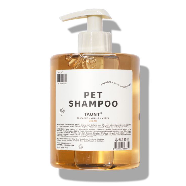 a bottle of pet shampoo on a white background