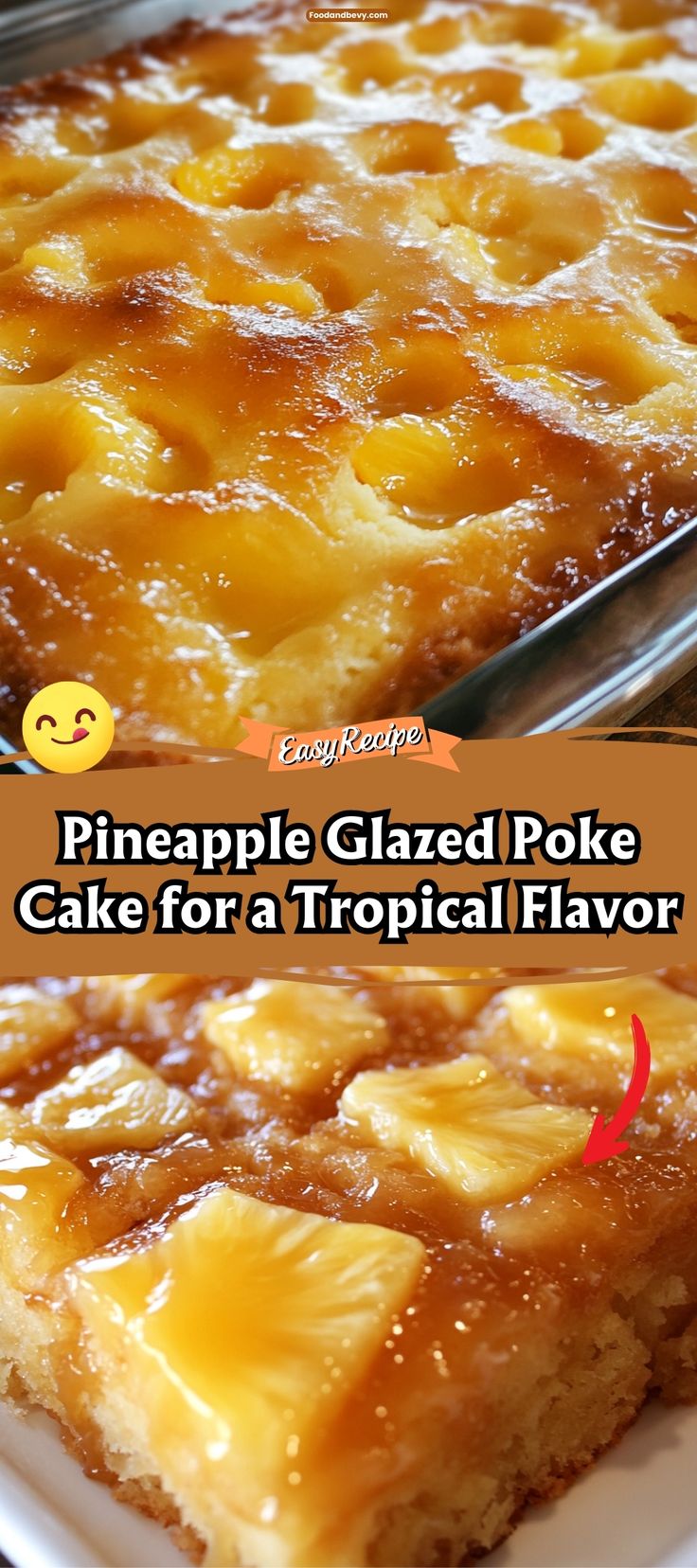 Bring a taste of the tropics to your table with this Pineapple Glazed Poke Cake. The light, fluffy cake is soaked with a sweet pineapple syrup, then topped with a creamy pineapple glaze and shredded coconut for a refreshing dessert that’s sure to delight. #PineappleCake #TropicalDesserts #PokeCake Coconut Pineapple Poke Cake, French Vanilla Poke Cake Recipes, Poke Cake Desserts, Pineapple Sauce For Cake, Pineapple Upside Down Poke Cake, Pineapple Cake Recipe Homemade, Pineapple Glaze For Cake, Pineapple Poke Cake Recipes, Pineapple Heaven Cake