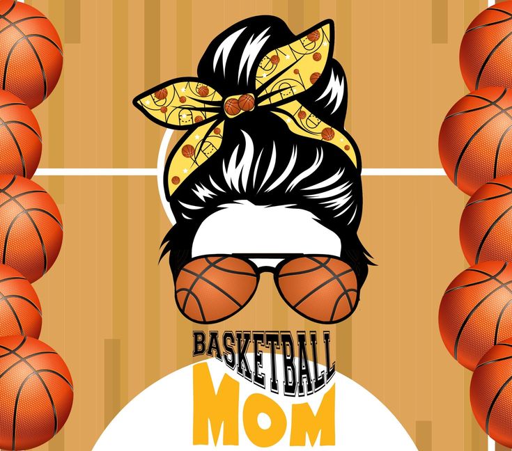 a basketball mom with sunglasses and a bow on her head