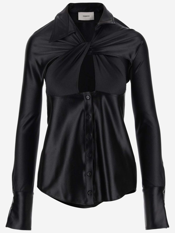 80% polyamide, 20% elastane Stretch Elastane Solid Color Blouse, Fitted Elastane Tops For Formal Occasions, Formal Fitted Elastane Tops, Slim Fit Elastane Tops For Work, Sleek Black Slim Fit Tops, Fitted Versatile Shirt For Office, Versatile Fitted Shirt For Office, Fitted Versatile Solid Shirt, Versatile Fitted Long Sleeve Shirt