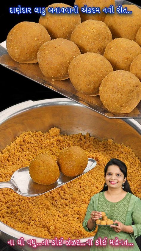 a woman standing in front of a metal pan filled with food