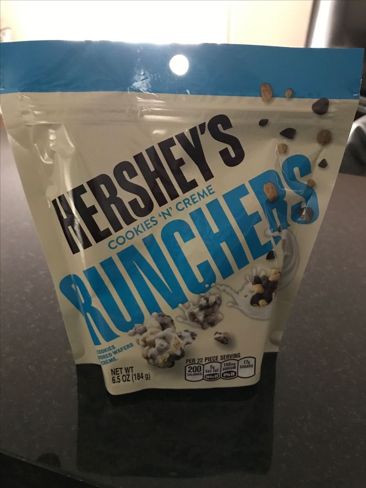 a bag of hershey's cookies and creme crunchers on a table