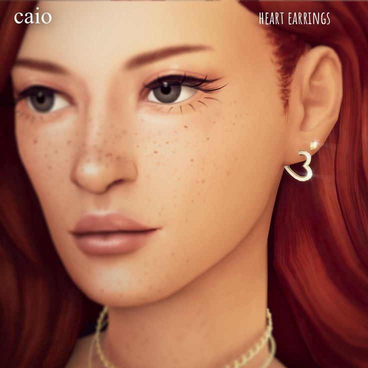 an animated image of a woman with freckles on her face and earring