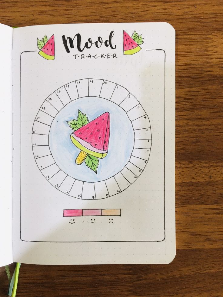 a notebook with a drawing of a watermelon on it