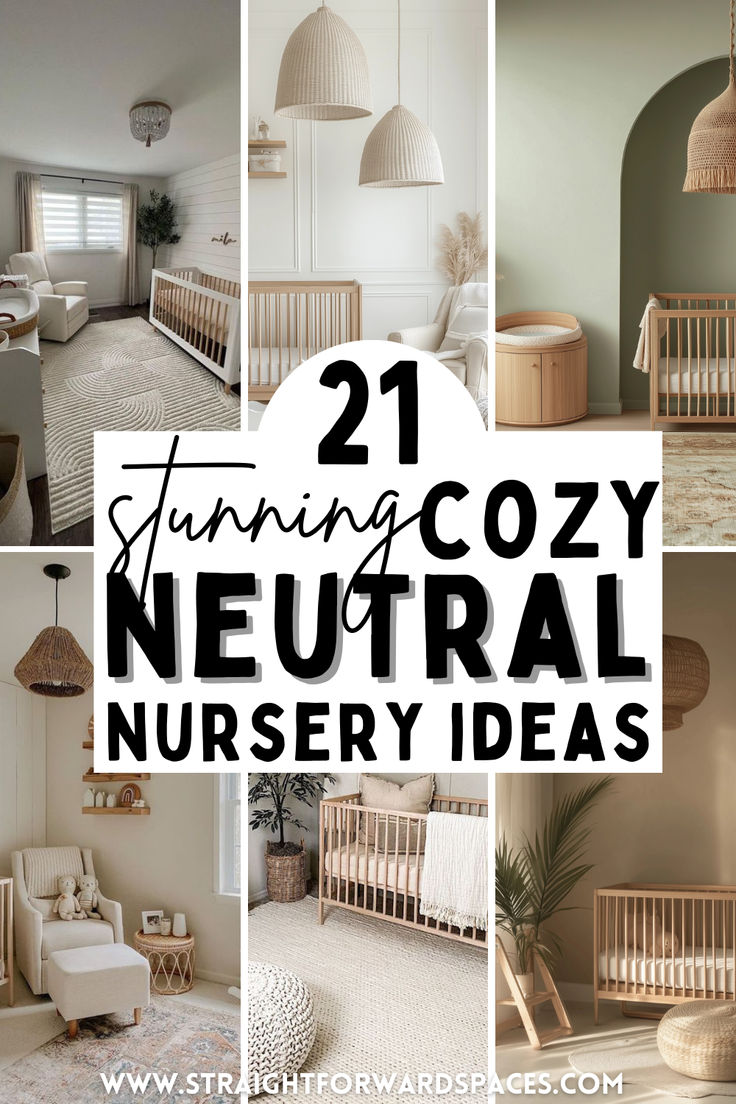 the nursery room is decorated in neutral colors