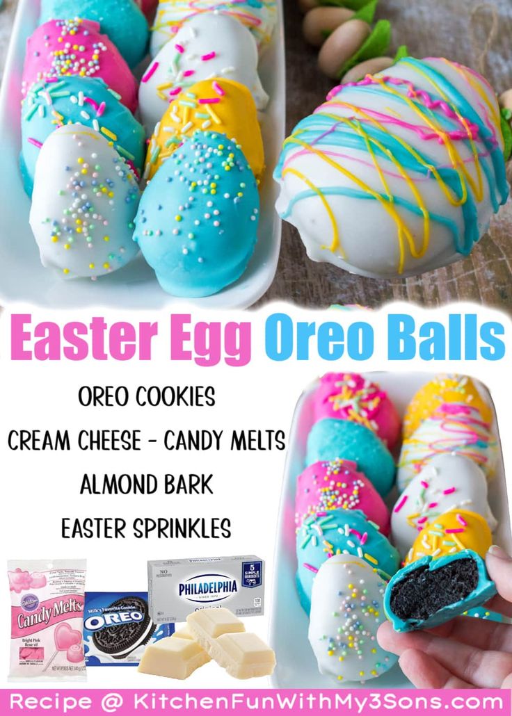 an easter egg oreo balls recipe with colorful sprinkles