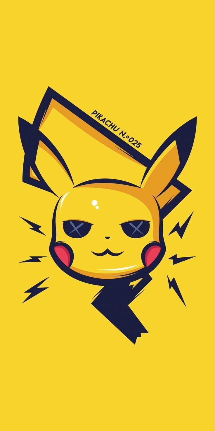 the pokemon pikachu phone wallpaper is yellow and has lightning coming out of it