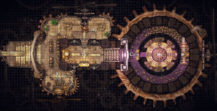 Dnd Vault Map, Mechanus Dnd, Dungeon Map Dnd, Dnd Locations, Map Assets, Summoning Circle, Fantasy Maps, World Maps, Dungeon Maps