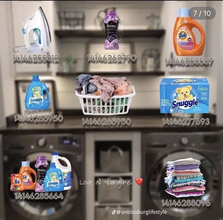 laundry products displayed in front of the washer and dryer with price tags on them