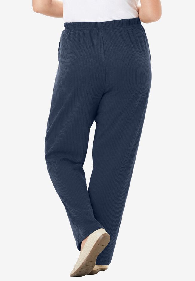 <div>These incredibly soft straight-leg pants come in a ribbed texture for a sweater-like feel without the weight. Non-binding with a relaxed fit and elastic</div> High-waisted Solid Ribbed Bottoms, Solid Ribbed High-waisted Pants, Solid Color High-waisted Ribbed Bottoms, Comfortable Relaxed Fit Ribbed Sweatpants, Comfortable Solid Color Ribbed Pants, Comfortable Ribbed Pants, Solid Color Straight Leg Ribbed Bottoms, Solid Straight Leg Ribbed Bottoms, Solid Color Wide Leg Ribbed Sweatpants