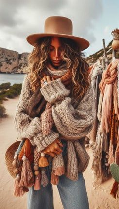 Bohemian Outfit Ideas Boho Chic, Fall Esthetics, Winter Bohemian Outfits, Hippie Style Clothing Winter, Bohemian Outfits Women, Boho Winter Outfits Hippie, Earthy Winter Outfits, Winter Hippie Outfits Boho, Boho Style Outfits Winter