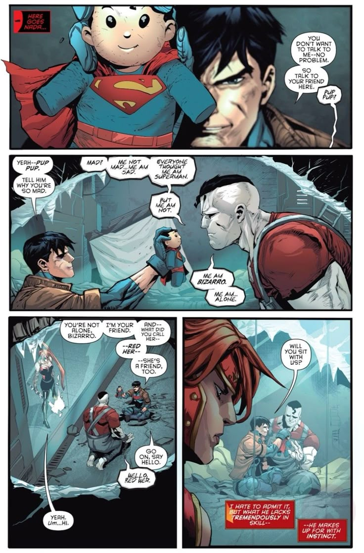 a comic page with superman and the girl in red is talking to her father, who is