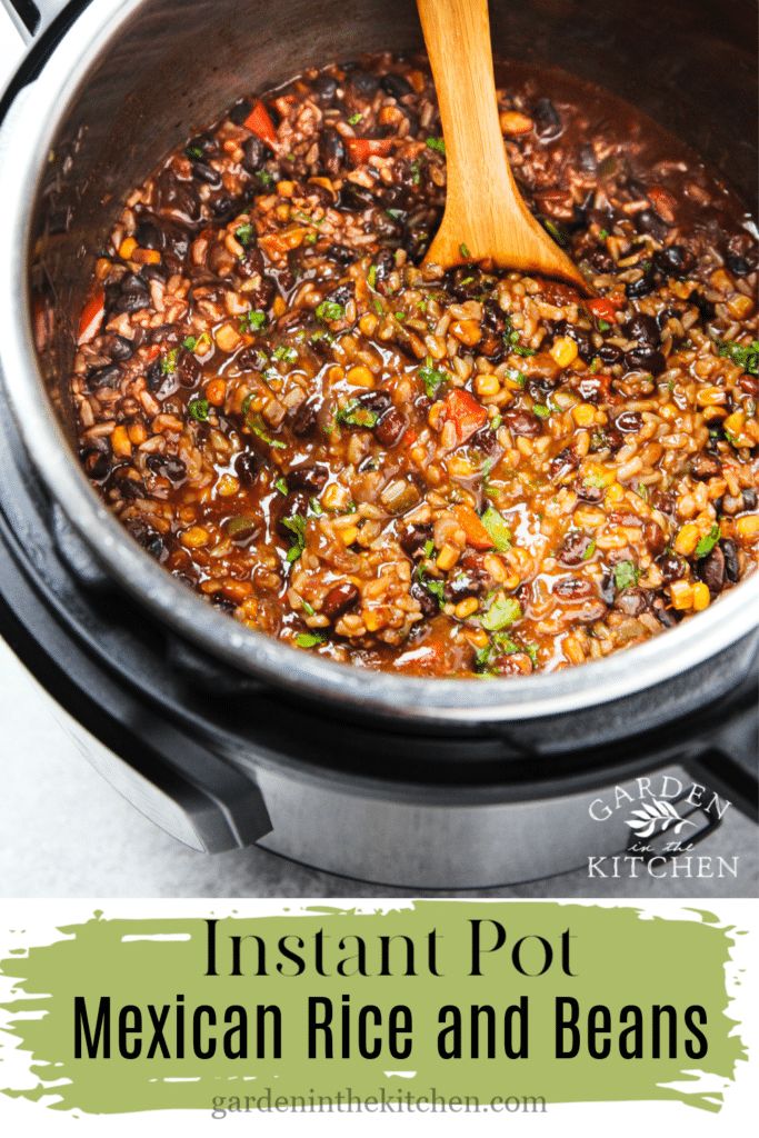 instant pot mexican rice and beans recipe with text overlay