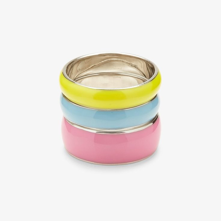 td {border: 1px solid #ccc;}br {mso-data-placement:same-cell;}Bring on the bold in our Wonderland Enamel Ring Stack! In bright yellow, pink and blue hues, this trio of enamel styles can be worn solo for a slightly toned-down look, or all together to make a major summer statement. Enamel Stacking Rings, Couple Promise Rings, Best Friend Couple, Peace Sign Ring, Friend Couple, Cute Friendship, Promise Rings For Couples, Pura Vida Bracelets, Pinky Promise