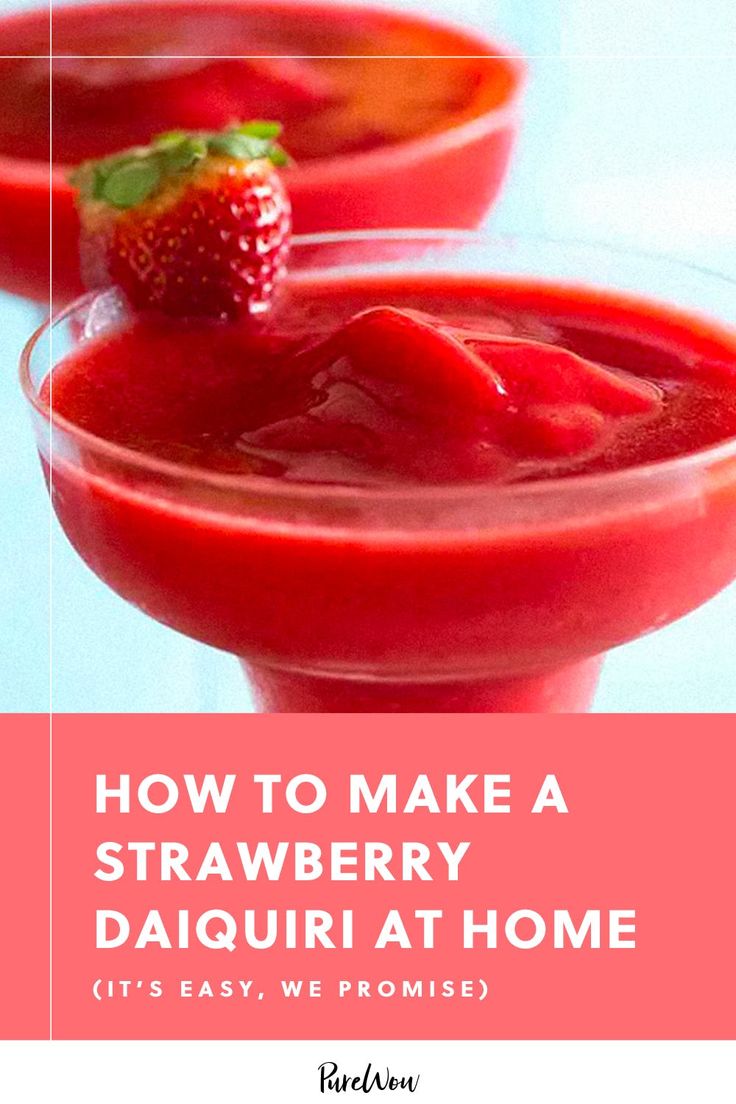 two glasses filled with strawberry daigurt and the words how to make a strawberry daigur