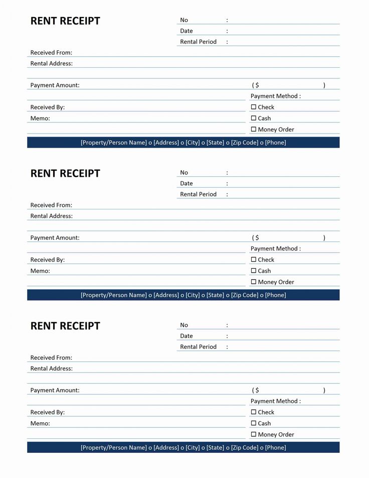 two rent receipt templates, one is blank and the other has an empty receipt