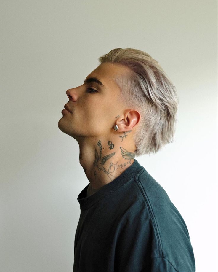 Men’s Blonde Mullet, Long On Top Short On Sides Haircut, Side Mullet Men, Men��’s Messy Haircut, Short Messy Mullet, Alt Mens Hair, Alternative Hair Men, Male Undercut, Boy Essentials