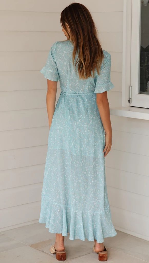 Retro Printed V neck Lace up Short Sleeve Sexy Dress Maxi Dress - Light Blue,L Blue Plaid Dress, Evening Gowns Formal, Dress Maxi, Neck Lace, Bohemian Dress, Style Boho, Plaid Dress, Beach Dress, Retro Dress