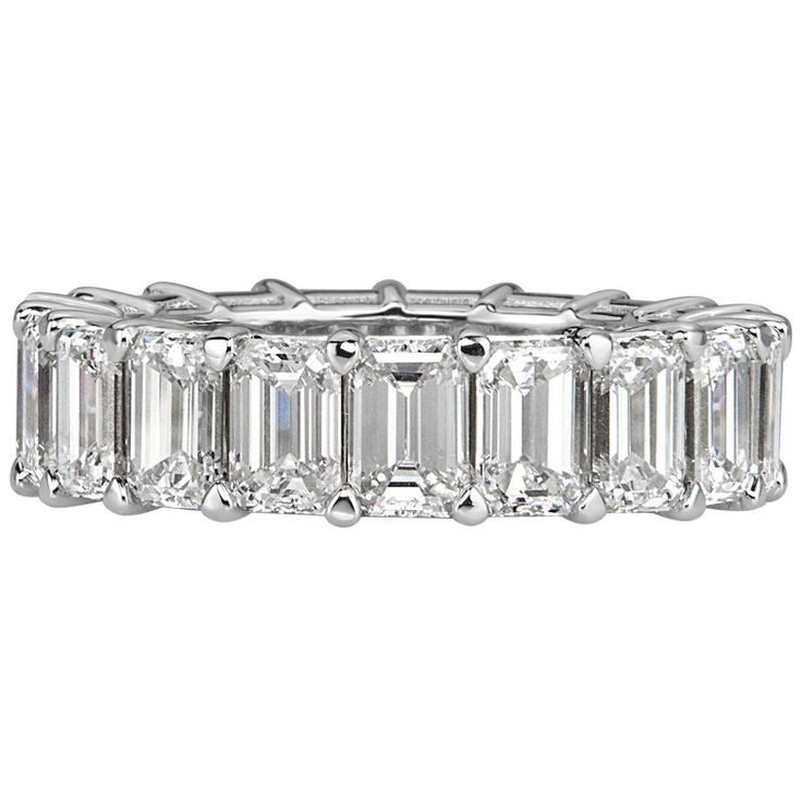 This divine diamond eternity ring showcases 7.82ct of emerald cut diamonds graded at E-F, VVS2-VS1. All eternity bands are shown in a size 6.5. We custom craft each eternity band and will create the same design for you in your desired ring size. Please contact us with any questions. Thank you. Emerald Cut Diamond Eternity Band, Lab Created Engagement Rings, Emerald Cut Eternity Band, Memory Ring, Mark Broumand, Diamond Eternity Band, Emerald Cut Diamond, Unique Diamonds, Eternity Ring Diamond