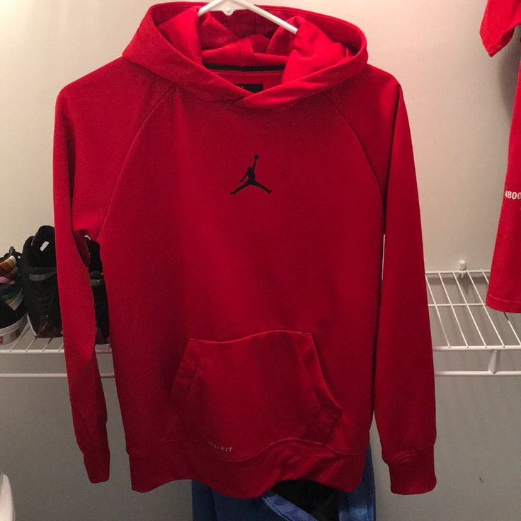 Red Fleece Lined Hoodie With The Jumpman Logo Embossed On Chest New Without Tags. My Son Never Wore It And It’s Too Small Now Size L (12-13 Years Old) Jordan Shirts, Jumpman Logo, Jordan Red, Lined Hoodie, Red Fleece, Kids Jordans, Colorful Hoodies, My Son, Abs Workout