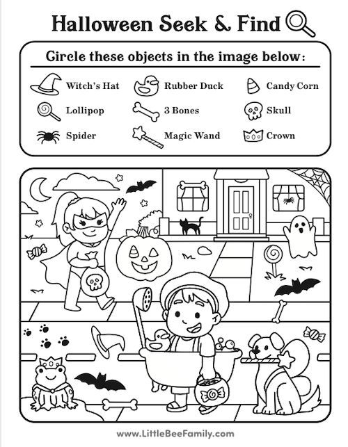 Halloween Seek and Find Halloween Coloring And Activity Pages, Fall Seek And Find Worksheet, Kids Coloring Pages Halloween, Halloween Therapy Worksheet, Halloween Activities Worksheets, Halloween Activity Pages For Kids, 2nd Grade Halloween Worksheets, Kindergarten Halloween Worksheets Free, Halloween Kids Worksheets