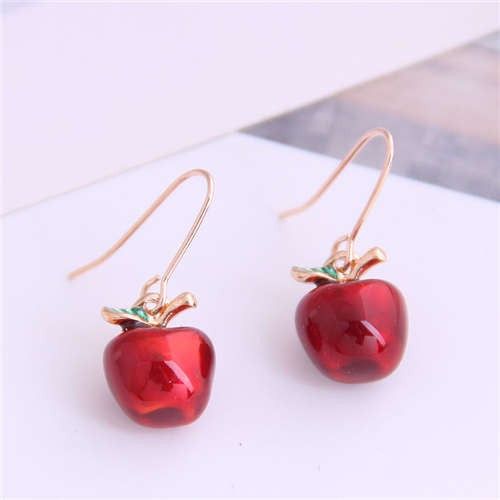 Red Apple Unique Earrings-Fashion Earrings-StylinArts Fruit Accessories, Gold Fruit, Apple Earrings, Fruit Jewelry, Fruit Earrings, Apple Design, Light Earrings, Apple Fruit, Crystal Bangle